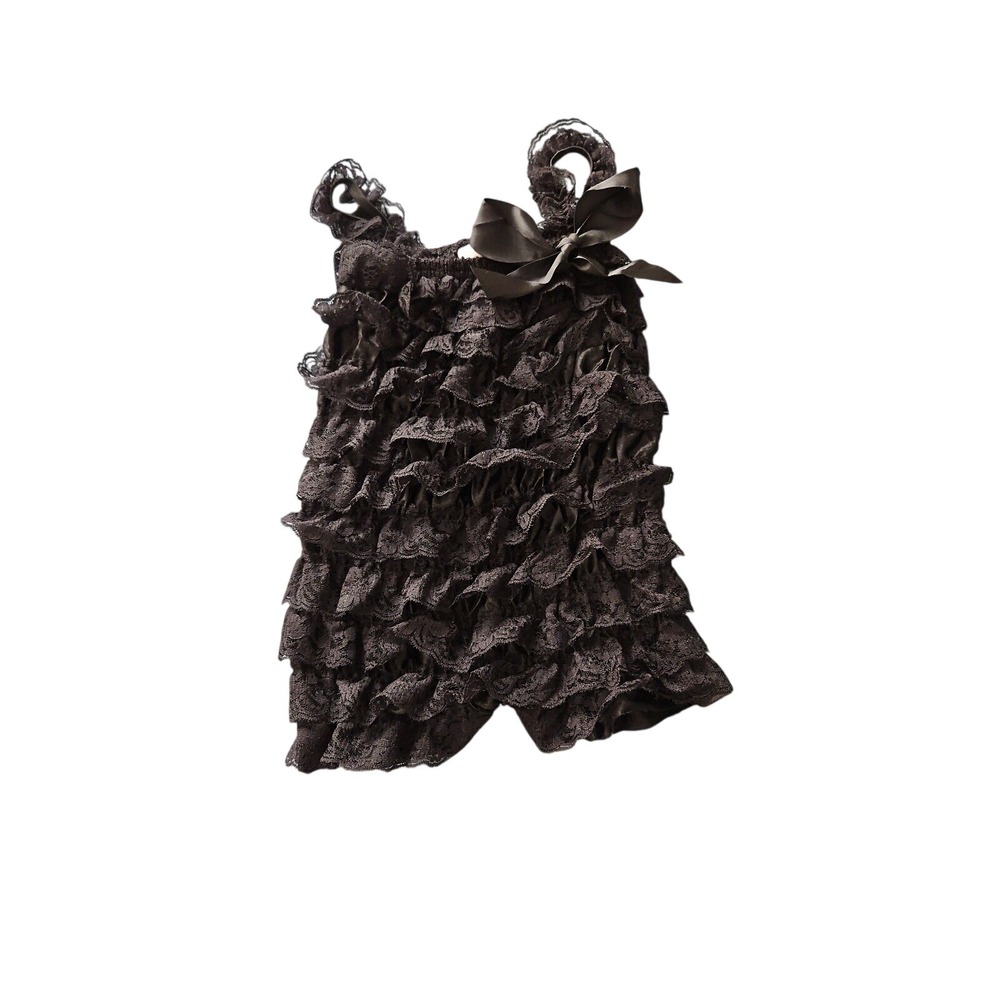 Think Pink Bows Baby Girl Ruffle‎ Lace Romper Black Special Occasion Outfit